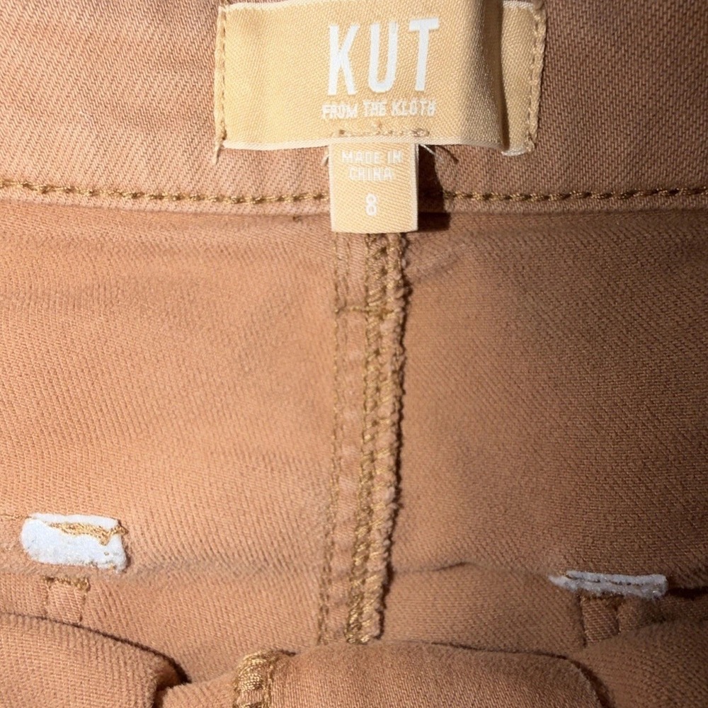 Kut from the Kloth High Rise Wide Leg Crop Pants Womans Size 8 Brown Flap Pocket - Picture 3 of 6